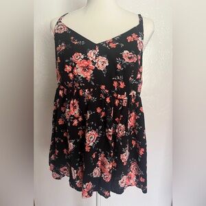 Torrid Black and Pink Floral Blouse